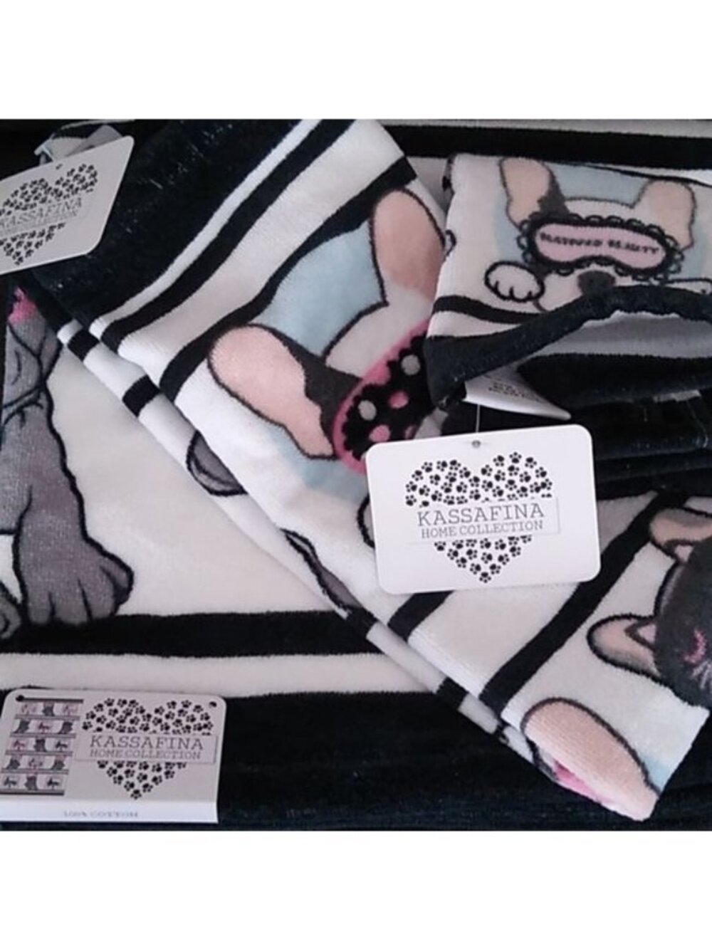 Kassafina Home Collection Sleeping  Puppies Bath + Hand Towels, Washclot…